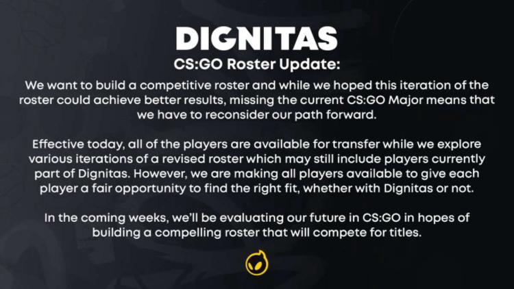 Dignitas wystawia listę CS:GO do przeniesienia