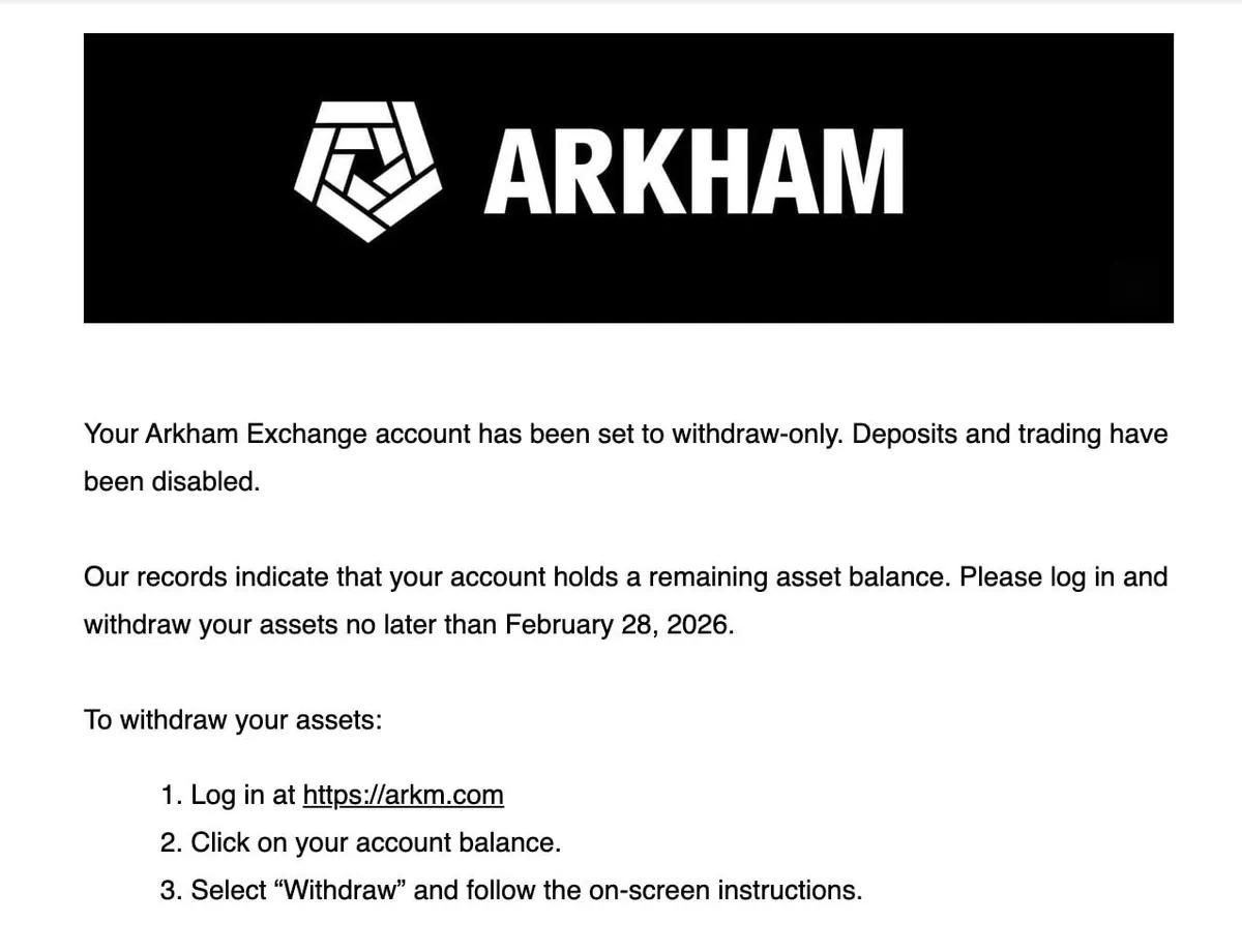 Arkham Exchange: CEO zaprzecza plotkom o zamknięciu, ale użytkownicy otrzymują e-maile z terminem do 28 lutego