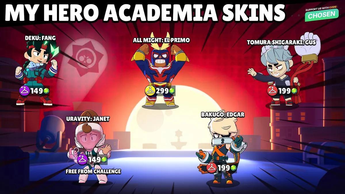 Brawl Stars x My Hero Academia — ujawniono wszystkie skórki na sezon Starr Patrol