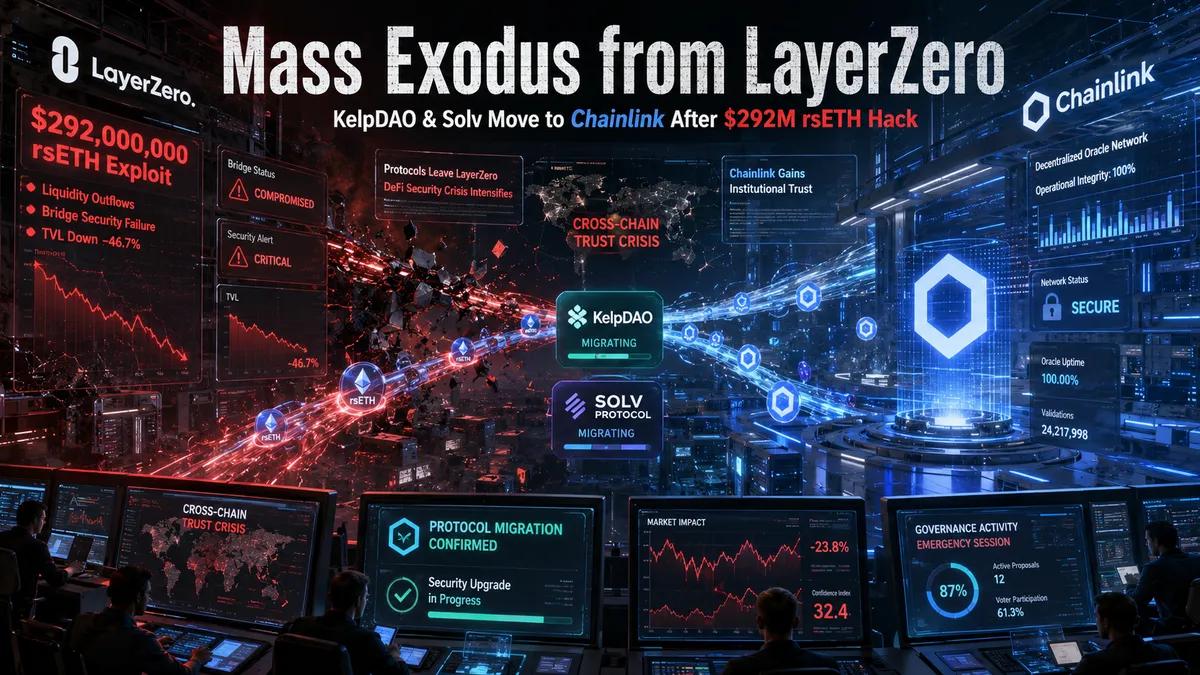 Masowy exodus z LayerZero: KelpDAO i Solv Protocol migrują do Chainlink po włamaniu do rsETH o wartości 292 milionów dolarów