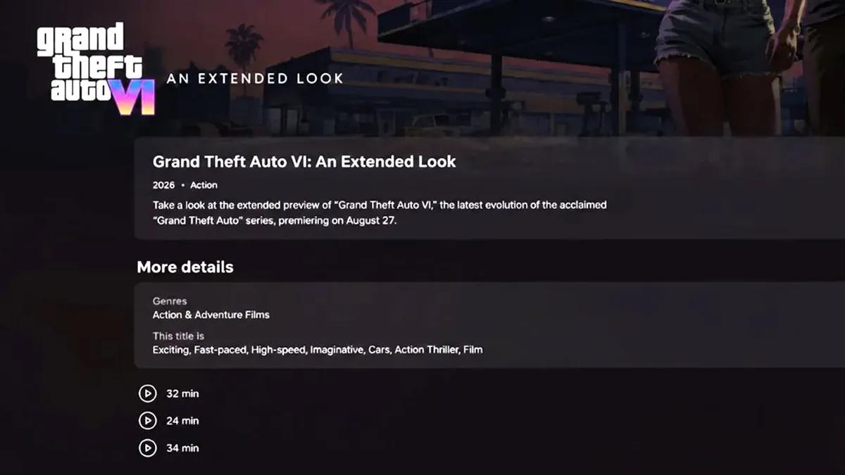 Plotki sugerują, że Grand Theft Auto VI: An Extended Look otrzyma trzy osobne odcinki na Netflix