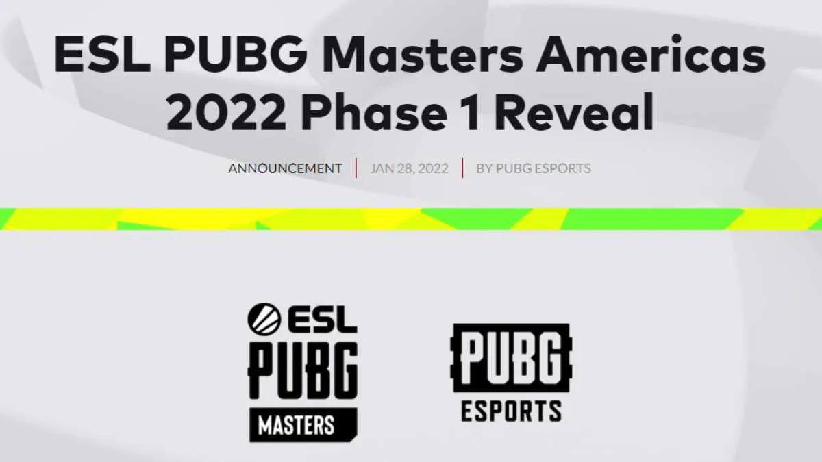 ESL ogłoszono PUBG Masters Americas 2022 Phase 1