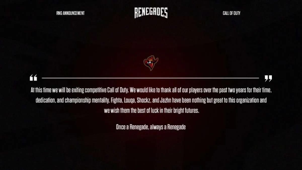 Renegades zamyka podział o Call of Duty