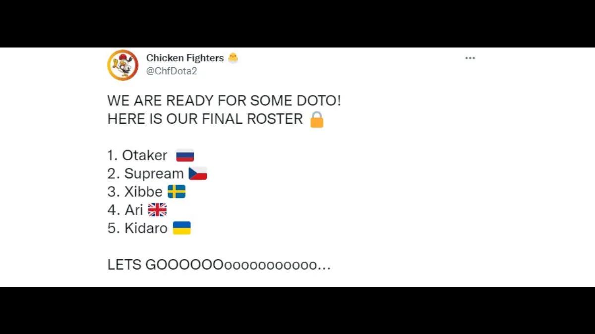 Chicken Fighters ukończył listę Dota 2