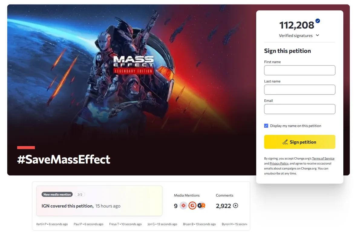 Fani rozpoczęli petycję w obronie Mass Effect 5 — zebrała ona już ponad 100 000 podpisów