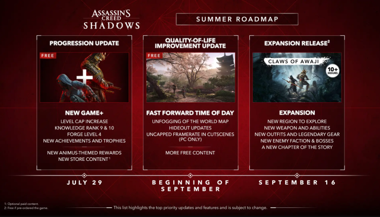 Assassin's Creed Shadows DLC Update 1