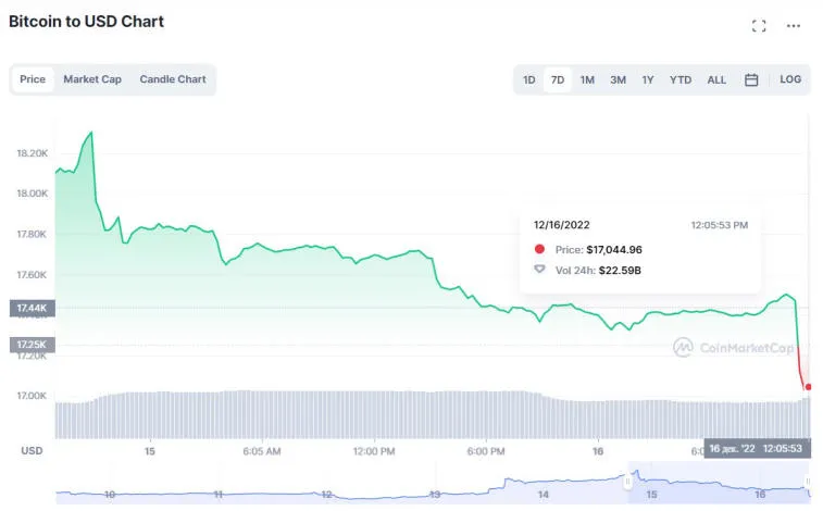 Bitcoin spada do 17 000 $. Photo 1